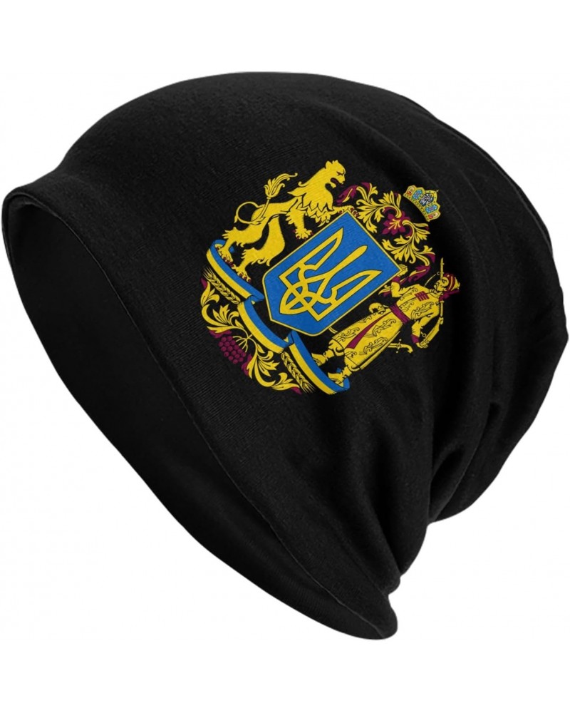 Coat of Arms Ukraine Beanie Hat Slouchy Warm Soft Skull Caps Knit Hat for Men Women Black $10.76 Skullies & Beanies