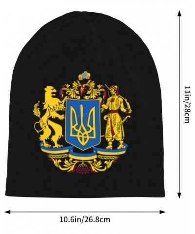 Coat of Arms Ukraine Beanie Hat Slouchy Warm Soft Skull Caps Knit Hat for Men Women Black $10.76 Skullies & Beanies