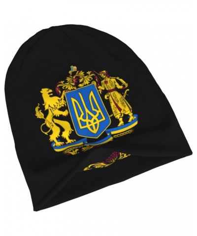 Coat of Arms Ukraine Beanie Hat Slouchy Warm Soft Skull Caps Knit Hat for Men Women Black $10.76 Skullies & Beanies