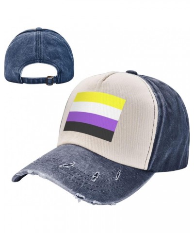 Non-Binary Pride Flag Upgrade Your Style with Funny Adjustable Cotton Baseball Caps for Men and Women Navy Blue $19.80 Baseba...