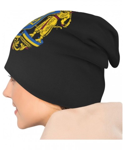 Coat of Arms Ukraine Beanie Hat Slouchy Warm Soft Skull Caps Knit Hat for Men Women Black $10.76 Skullies & Beanies