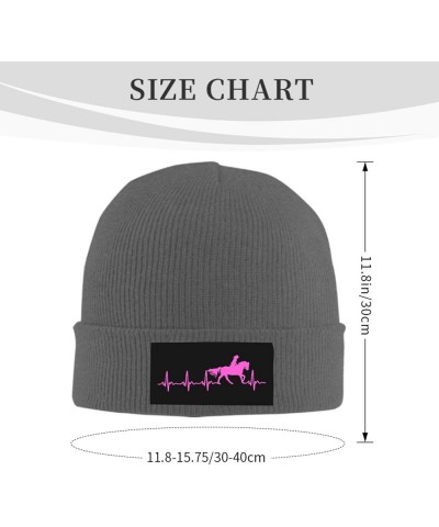 Winter Knit Hat Cap for Men Women, Love Riding Horses Heartbeats Unisex Beanie Hat Cuffed Skull Cap Warm Ski Hats Black Deep ...