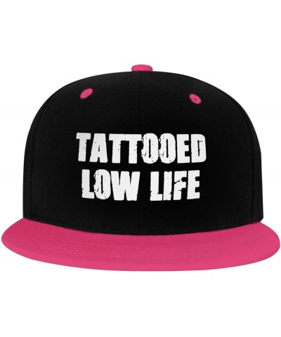 Men Women Baseball Cap Tattooed Low Life Vintage Dad Hat Adjustable Flat Bill Hats,White Pink $10.27 Baseball Caps