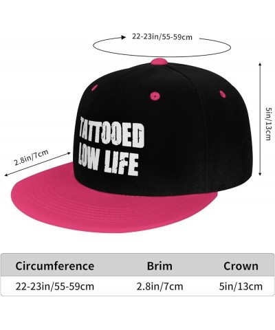 Men Women Baseball Cap Tattooed Low Life Vintage Dad Hat Adjustable Flat Bill Hats,White Pink $10.27 Baseball Caps