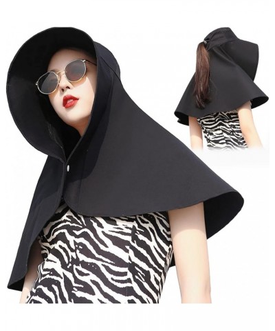 2024 New Summer Fashion Ladies UV Protection Bucket Hat, Super Large Women Shawl Sun Visor Hat with Neck Flap Black $11.99 Su...