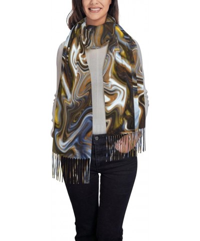 Women'S Fashion Scarves Long Shawl Winter Thick Warm Knit Abstract Art Print Scarf Abstract Marble Ink Textur $15.09 Scarves