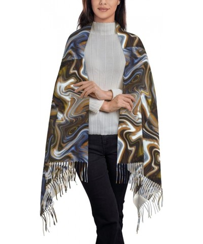 Women'S Fashion Scarves Long Shawl Winter Thick Warm Knit Abstract Art Print Scarf Abstract Marble Ink Textur $15.09 Scarves