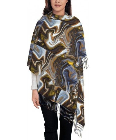 Women'S Fashion Scarves Long Shawl Winter Thick Warm Knit Abstract Art Print Scarf Abstract Marble Ink Textur $15.09 Scarves