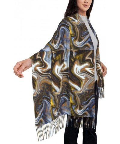 Women'S Fashion Scarves Long Shawl Winter Thick Warm Knit Abstract Art Print Scarf Abstract Marble Ink Textur $15.09 Scarves