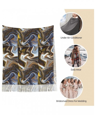 Women'S Fashion Scarves Long Shawl Winter Thick Warm Knit Abstract Art Print Scarf Abstract Marble Ink Textur $15.09 Scarves