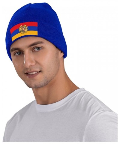 Armenian Coat of Arms Knit Hats Winter Warm Chunky Beanie Hat for Men Women Blue $11.00 Skullies & Beanies