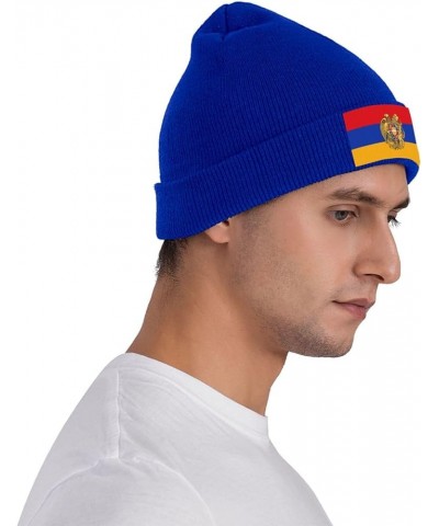 Armenian Coat of Arms Knit Hats Winter Warm Chunky Beanie Hat for Men Women Blue $11.00 Skullies & Beanies