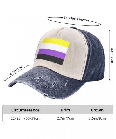 Non-Binary Pride Flag Upgrade Your Style with Funny Adjustable Cotton Baseball Caps for Men and Women Navy Blue $19.80 Baseba...