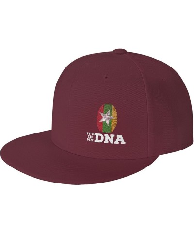 Myanmar It's in My DNA Snapback Hat Baseball Cap for Men Women Hip Hop Style Flat-Brimmed Hats Dark Red $10.19 Baseball Caps