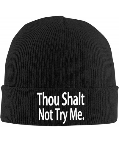 Thou Shalt Not Try Me Daily Knit Beanie Cap for Men Women Warm Snug Hat Black $9.69 Skullies & Beanies