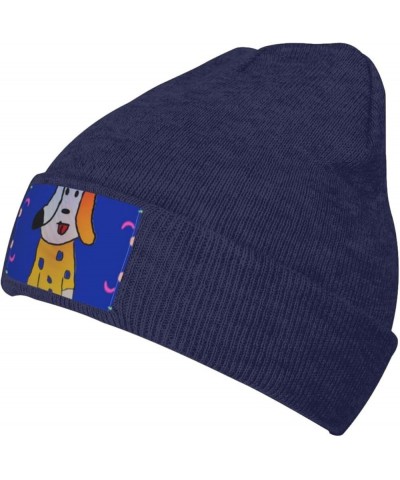 Black Warm Knit Hat Fantasy Cartoon Dog Pattern Soft Good Elasticity Suitable for Outdoor Sports Navy Blue $10.79 Skullies & ...