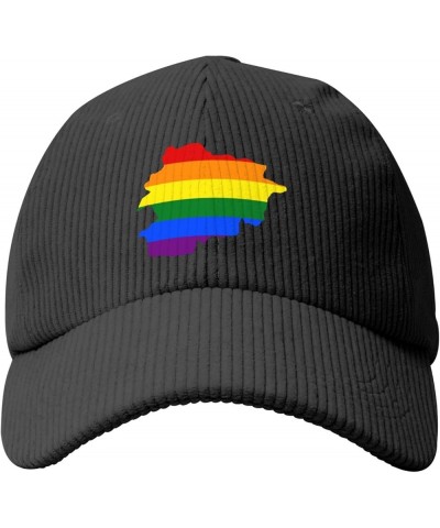 LGBT Flag Map of Andorra Corduroy Baseball Caps for Women Men Adjustable Dad Hat Black $13.67 Baseball Caps