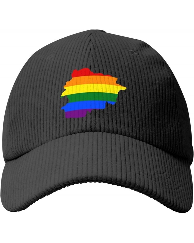 LGBT Flag Map of Andorra Corduroy Baseball Caps for Women Men Adjustable Dad Hat Black $13.67 Baseball Caps