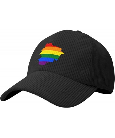 LGBT Flag Map of Andorra Corduroy Baseball Caps for Women Men Adjustable Dad Hat Black $13.67 Baseball Caps