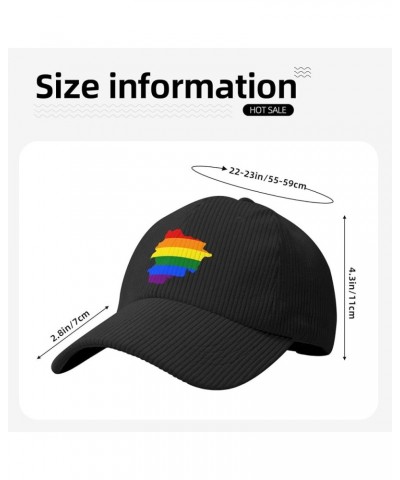 LGBT Flag Map of Andorra Corduroy Baseball Caps for Women Men Adjustable Dad Hat Black $13.67 Baseball Caps