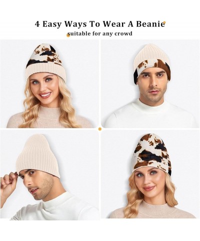 Watercolor Leopard Pattern Allover Print Adults Women Men Unisex Winter Beanie Hat Beanie Knit Hat Funny Animal Fur Black Bro...