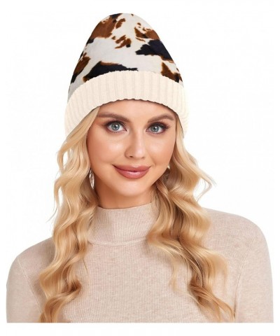 Watercolor Leopard Pattern Allover Print Adults Women Men Unisex Winter Beanie Hat Beanie Knit Hat Funny Animal Fur Black Bro...