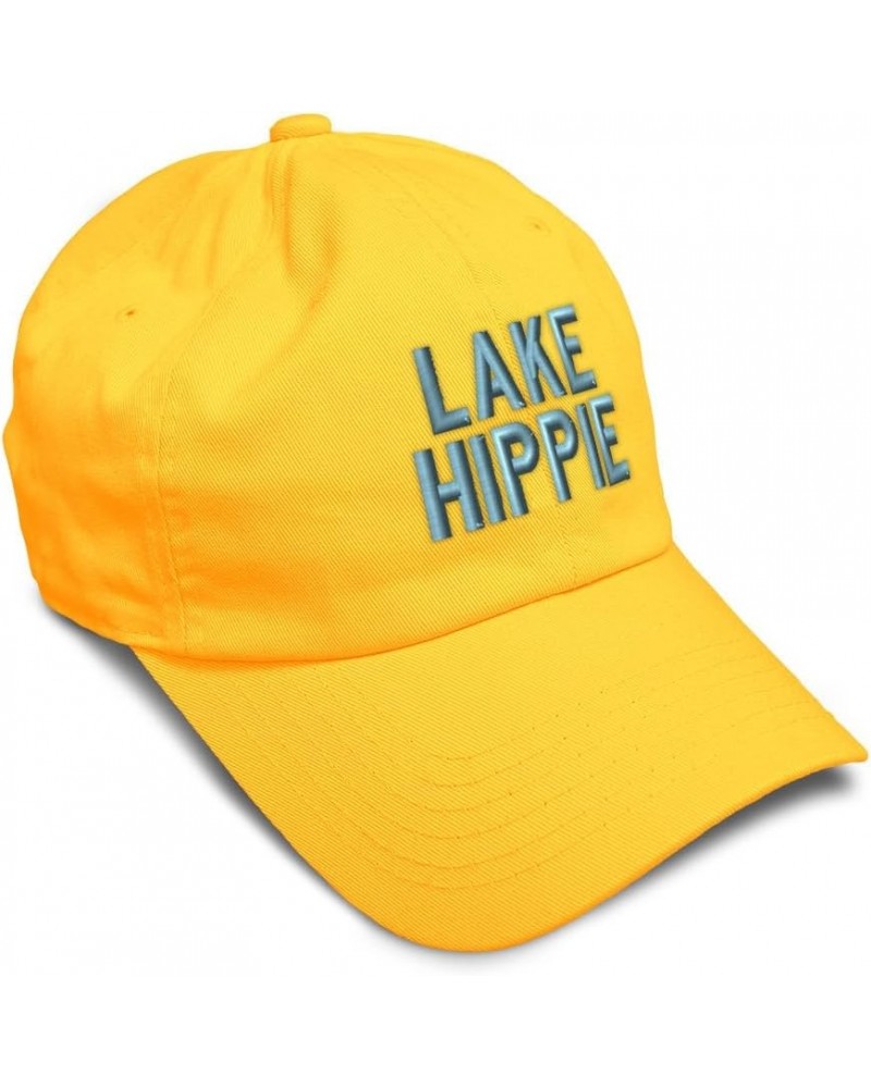 Soft Baseball Cap Lake Hippie Cotton Dad Hats for Men & Women Golden Yellow $16.81 Baseball Caps