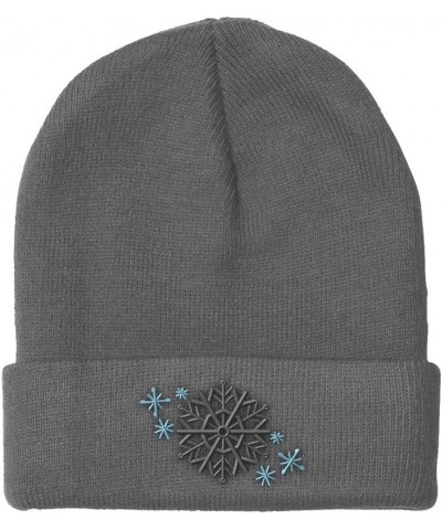 Beanies for Men Christmas Snowflake H Embroidery Christmas Winter Hats for Women Acrylic Skull Cap 1 Size Light Grey Design O...