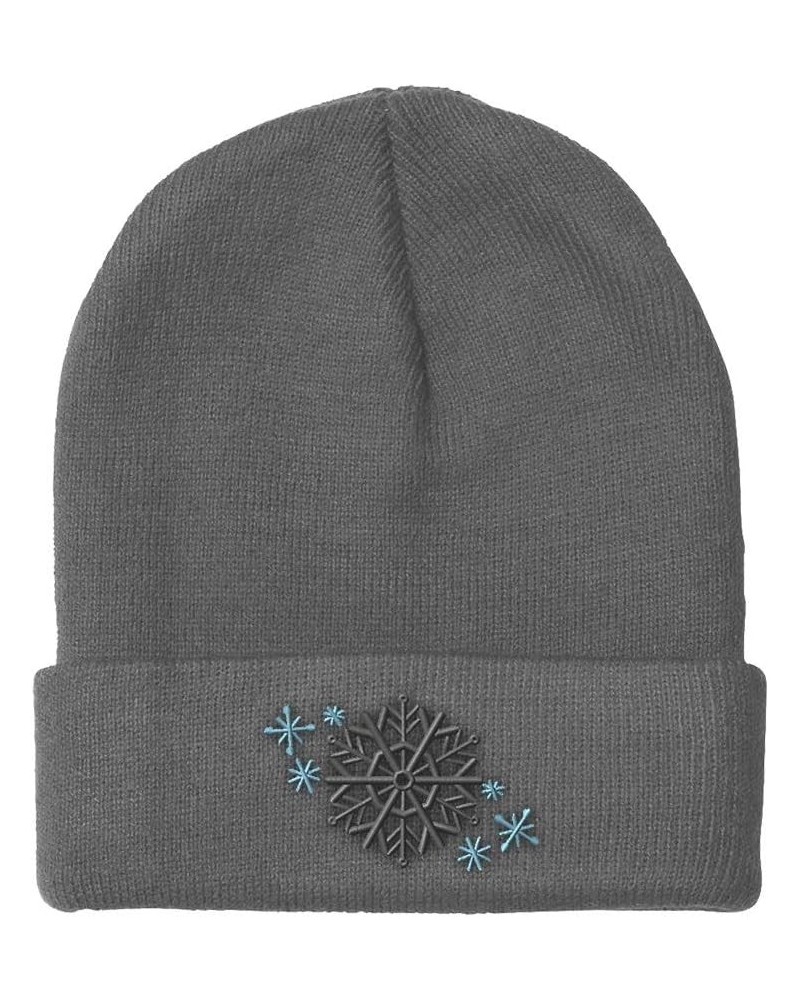 Beanies for Men Christmas Snowflake H Embroidery Christmas Winter Hats for Women Acrylic Skull Cap 1 Size Light Grey Design O...