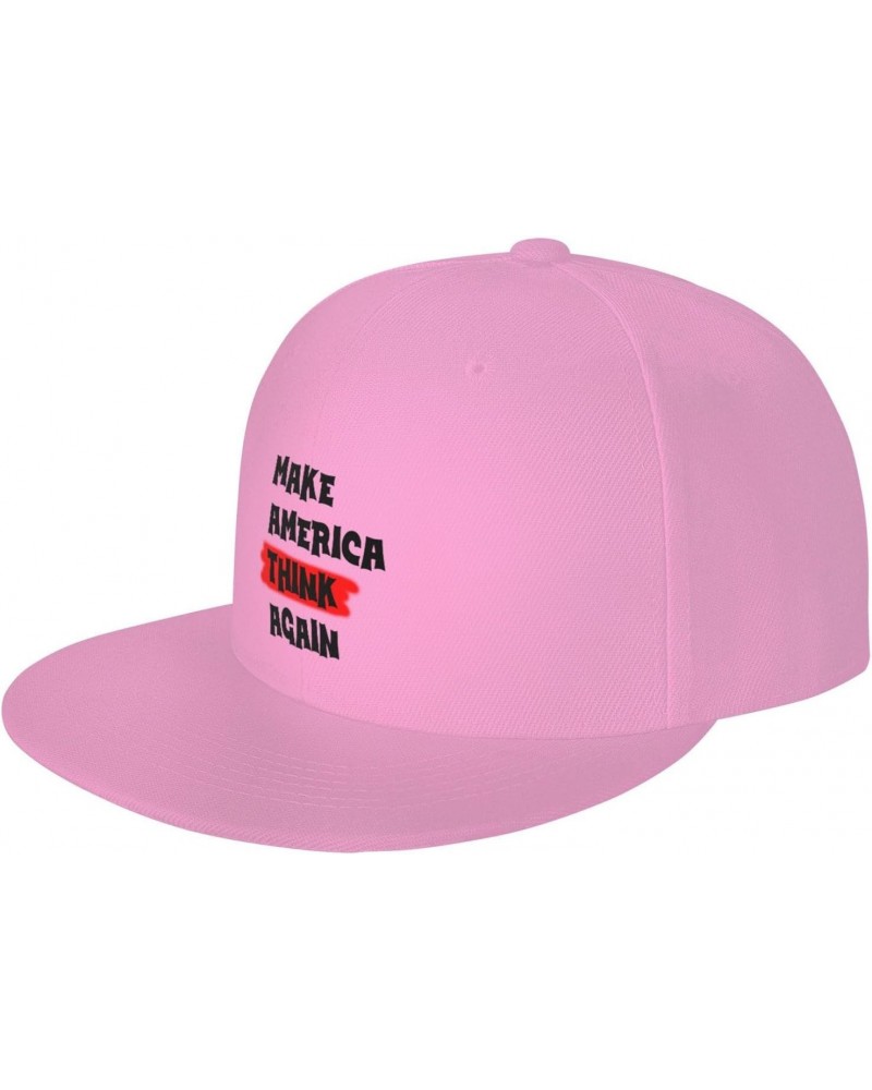 Make America Think Again Baseball Hats for Men Adjustable Dad Hat Flat Bill Visor Snapback Hat,Pink $9.83 Cowboy Hats