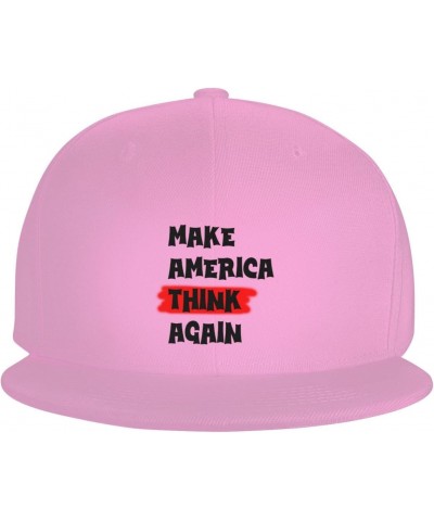 Make America Think Again Baseball Hats for Men Adjustable Dad Hat Flat Bill Visor Snapback Hat,Pink $9.83 Cowboy Hats