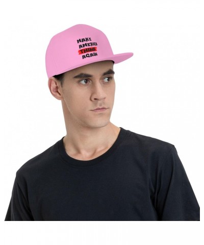 Make America Think Again Baseball Hats for Men Adjustable Dad Hat Flat Bill Visor Snapback Hat,Pink $9.83 Cowboy Hats