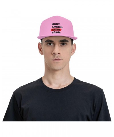 Make America Think Again Baseball Hats for Men Adjustable Dad Hat Flat Bill Visor Snapback Hat,Pink $9.83 Cowboy Hats