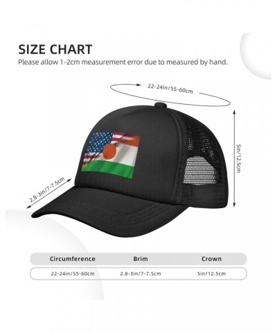 USA American and Niger Nigerien Flags Baseball Cap Adjustable Casual Mesh Hats Duck Tongue Hat for Men Women82 Black $12.52 B...