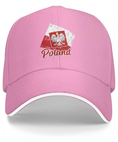 Support Poland Trucker Hat Polska Eagle Poland Pride Baseball Cap I Stand with Polish Dad Hat Black Pink $11.48 Baseball Caps