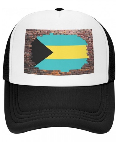 Vintage Brick Wall Bahamas Flag Mesh Baseball Cap Classic Hat for Men Women Black $9.23 Baseball Caps