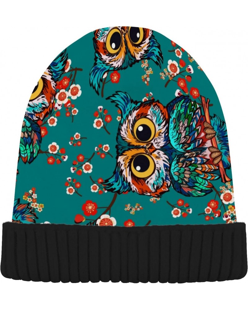 Cute Owls Flower Beanie Hat Slouchy for Women Men Double Side Wear Skully Cap Knitting Kit Thick Soft Warm for Cold Weather |...