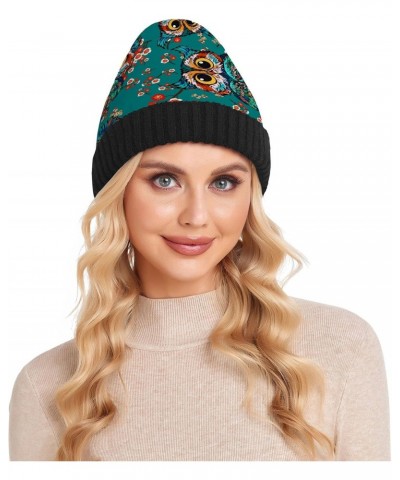 Cute Owls Flower Beanie Hat Slouchy for Women Men Double Side Wear Skully Cap Knitting Kit Thick Soft Warm for Cold Weather |...