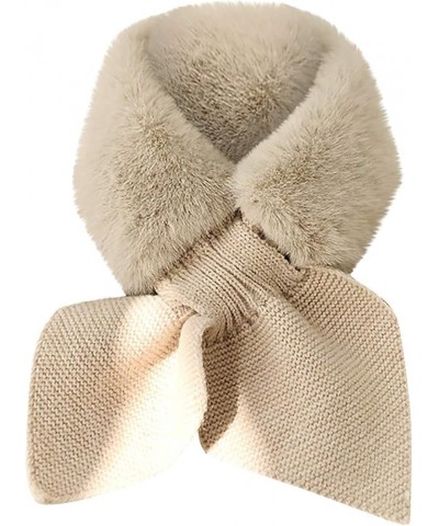 Women Girls Winter Faux Villus Scarf Outerwear Lady Bowknot Warm Bib Faux Fur Wrap Shawl Stole for Wedding Party Dress Beige ...