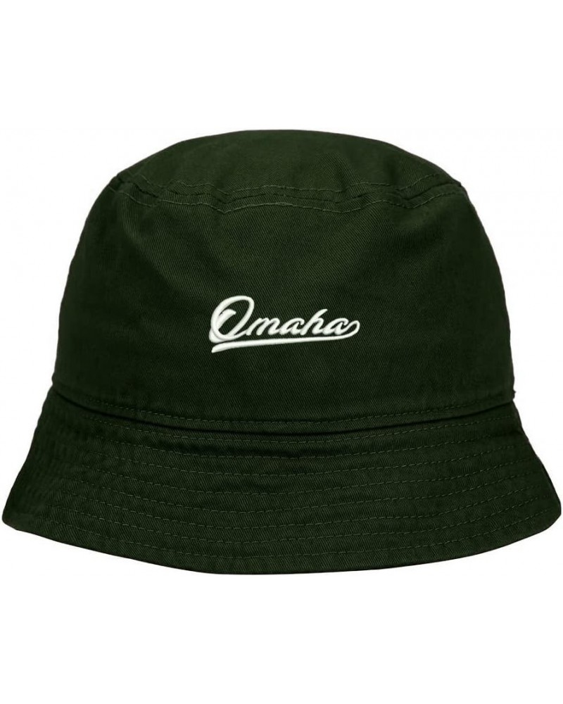 Mens Bucket Hat Omaha City - NE Embroidered Washed Cotton Classic Bucket Hat Green $12.56 Bucket Hats