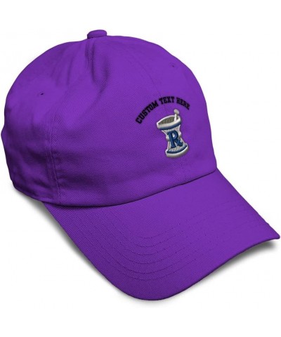 Custom Soft Baseball Cap Rx Pharmacy Embroidery Symbols Rx Twill Cotton Dad Hats for Men & Women Purple Personalized Text Her...