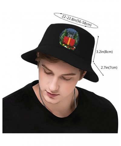 Merry Christmas Cat Gift Box Bucket Hat for Women Men Bucket Hats Summer Sun Hats Beach Travel Fishing Golf Cap Black $11.74 ...