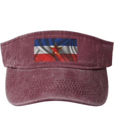 Silk Style Flag of Yugoslavia Sun Hat Sun Visor Hats for Women Men Baseball Cap Golf Hats Red $12.07 Sun Hats