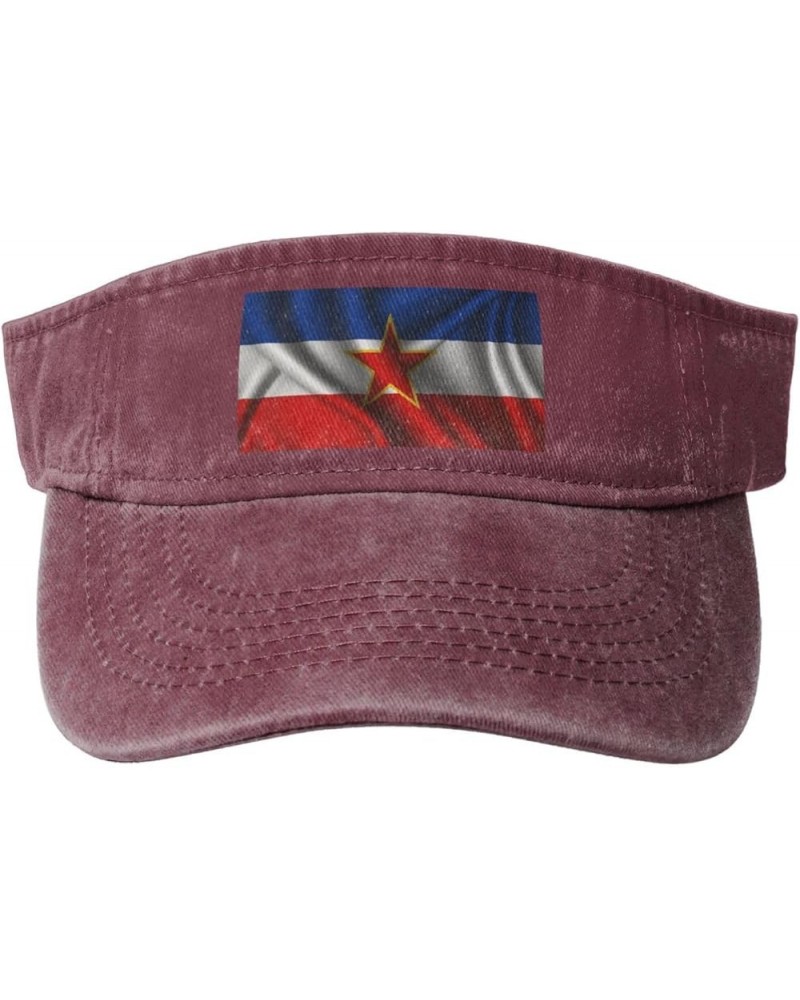 Silk Style Flag of Yugoslavia Sun Hat Sun Visor Hats for Women Men Baseball Cap Golf Hats Red $12.07 Sun Hats