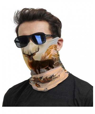 Close Up of Deer on Snowy Ear Loops Neck Gaiter Scarf Balaclava Mask Bandana Face Cover Scarf for Men Women $10.59 Balaclavas