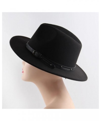 Wool Fedora Hat for Women Men Church Jazz Hats Flat Brim Felt Hat Outdoor Casual Fedoras red 56-58cm $27.94 Fedoras