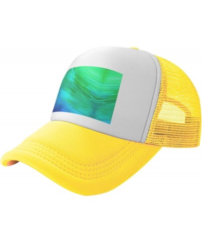 Teal Blue Pattern Dad Golf Hats,Mesh Baseball Cap,Adjustable Polo Hat for Men Women,Sport Hat Yellow $14.16 Baseball Caps