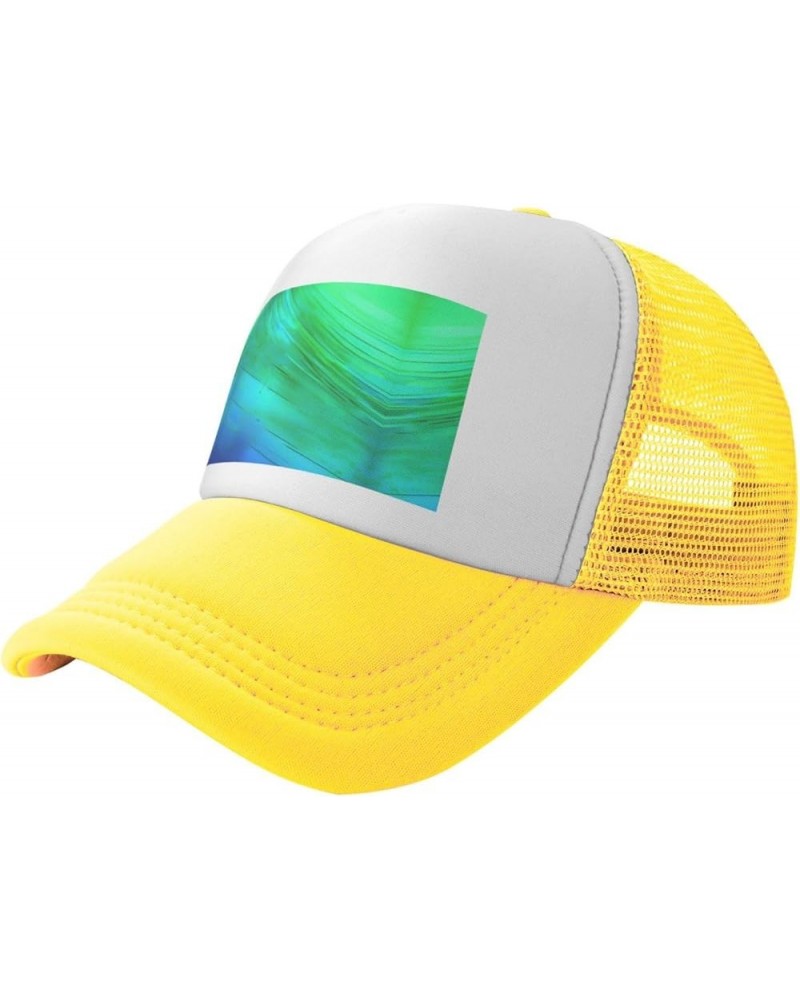 Teal Blue Pattern Dad Golf Hats,Mesh Baseball Cap,Adjustable Polo Hat for Men Women,Sport Hat Yellow $14.16 Baseball Caps