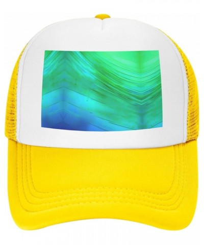 Teal Blue Pattern Dad Golf Hats,Mesh Baseball Cap,Adjustable Polo Hat for Men Women,Sport Hat Yellow $14.16 Baseball Caps