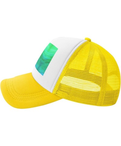 Teal Blue Pattern Dad Golf Hats,Mesh Baseball Cap,Adjustable Polo Hat for Men Women,Sport Hat Yellow $14.16 Baseball Caps